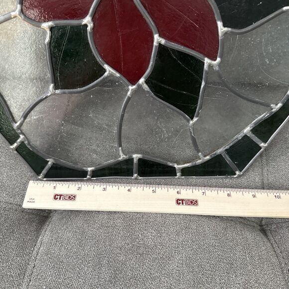 Beautiful Handmade Stained Glass Sun Catcher Christmas Poinsettia Holiday Decor - Picture 12 of 13